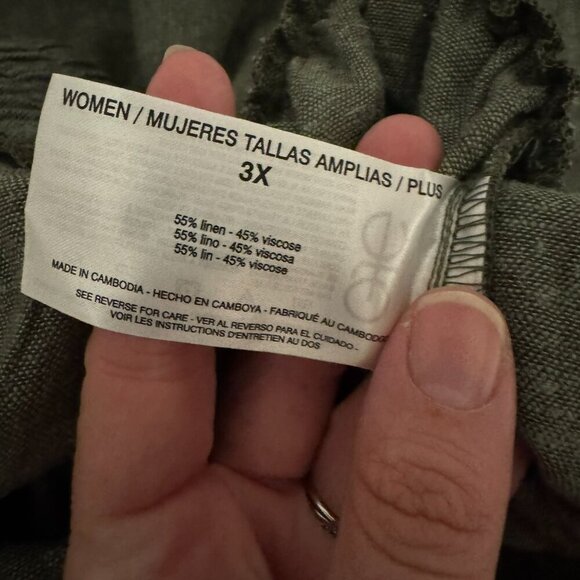 Ella Moss linen blend green wide leg pants elastic waist size 3X A1 - Picture 9 of 9